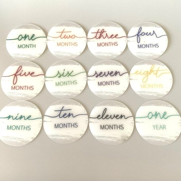 BABY MONTHLY MILESTONE SIGNS GENDER NEUTRAL ACRYLIC DISCS - Picture 9 of 13